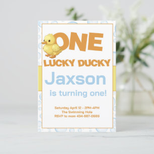 Invitación UN Afortunado Ducky 1er cumpleaños