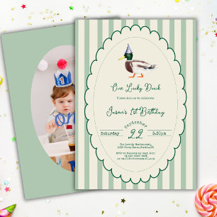 Invitación Un afortunado pato mallard verde foto de banda per
