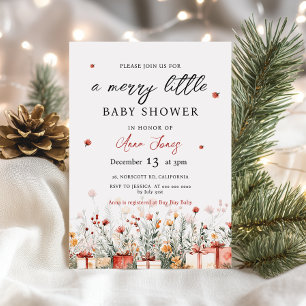 Invitación Un alegre baby shower de flores de Navidad