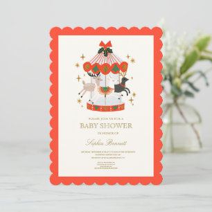Invitación Un alegre baby shower de Navidad con carrusel