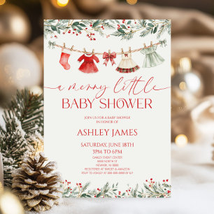 Invitación Un alegre baby shower de Navidad para bebé