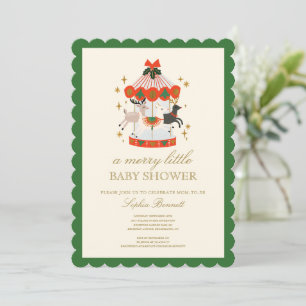 Invitación Un alegre carrusel de Navidad para baby shower