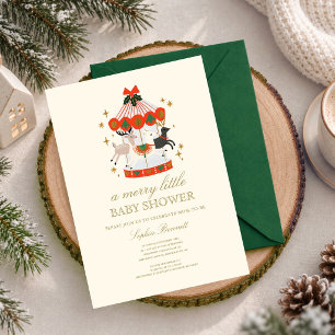 Invitación Un alegre carrusel de Navidad para baby shower