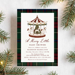 Invitación Un Alegre Cumpleaños de Navidad Carousel Baby Show