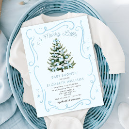 Invitación Un alegre pequeño baby shower de Navidad azul