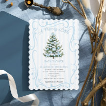 Un Alegre y Pequeño Baby Shower Azul de Navidad