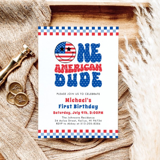 Invitación Un Amigo Americano 4 De Julio Primer Cumpleaños (Subido por el creador)