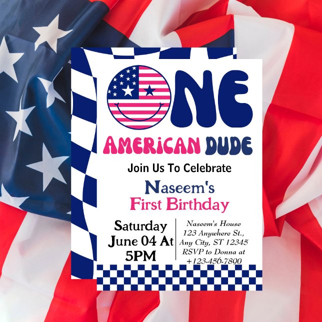 Invitación Un Amigo Americano 4 De Julio Primer Cumpleaños (Subido por el creador)