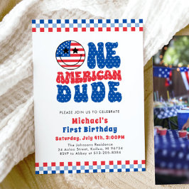Invitación Un Amigo Americano 4 De Julio Primer Cumpleaños