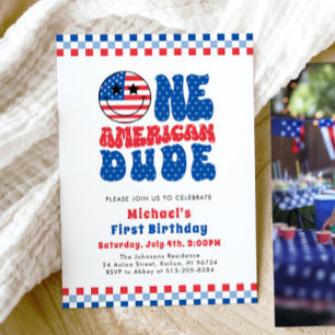 Invitación Un Amigo Americano 4 De Julio Primer Cumpleaños