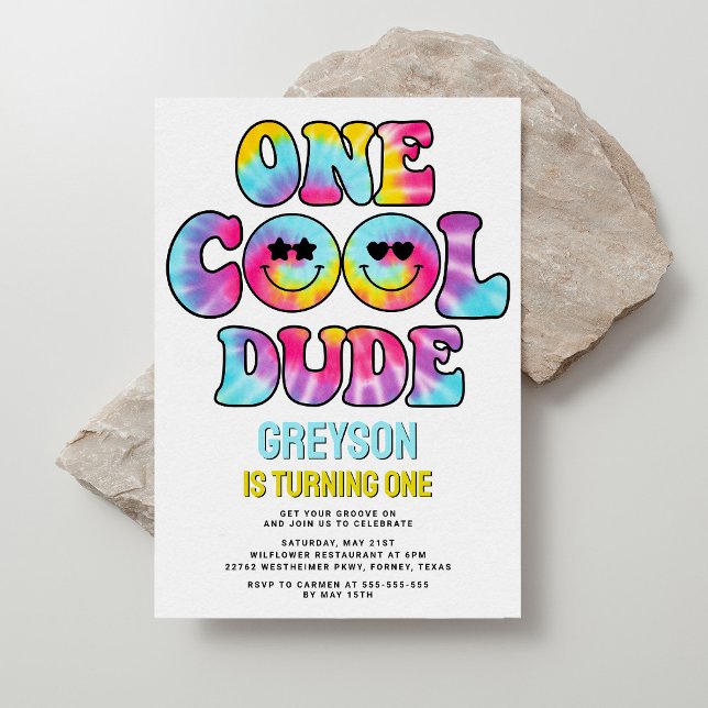 Invitación Un amigo de Guay Tie Dye Boy primer cumpleaños (Subido por el creador)