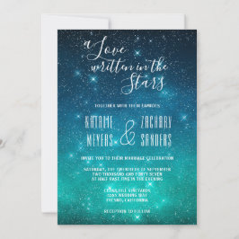 Invitación Un amor celestial escrito en el Boda de las estrel