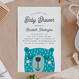 Invitación Un animal gracioso para el chico. Bebé de oso azul