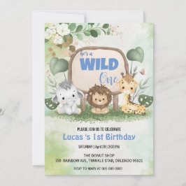 Invitación Un animal salvaje de la selva 1.ᵉʳ fiesta de cumpl