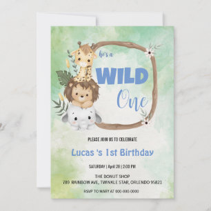 Invitación Un animal salvaje de la selva 1.ᵉʳ fiesta de cumpl