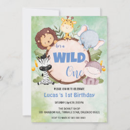 Invitación Un animal salvaje de la selva 1.ᵉʳ fiesta de cumpl