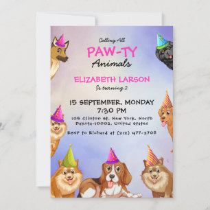 Invitación ¡Un Aniversario Divertido De Doggone Paw-ty Espera