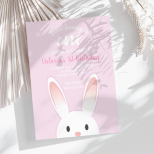 Invitación Un Aniversario Es Un Conejo Rosa