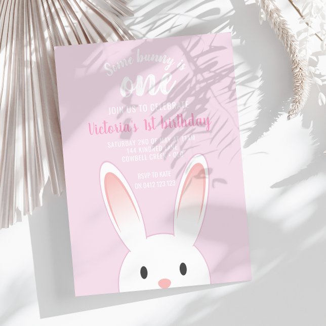 Invitación Un Aniversario Es Un Conejo Rosa (Subido por el creador)