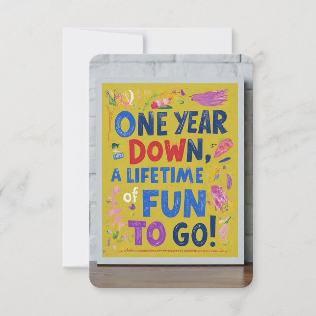 Invitación "Un año antes, ¡una vida divertida para irse!" (Anverso)