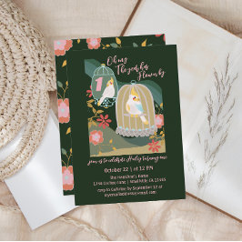 Invitación Un Año De Vuelo Por Un Pequeño Ave Primer Cumpleañ