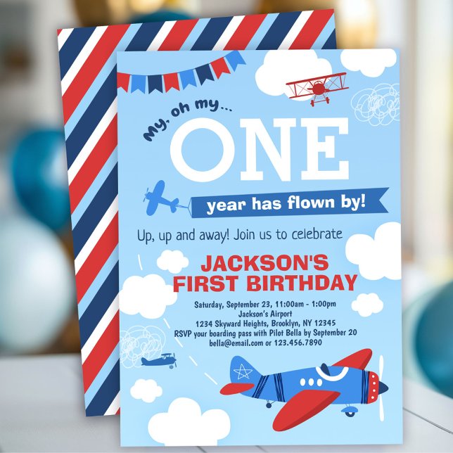 Invitación Un Año El Avión Ha Vuelto Por Primer Cumpleaños (Subido por el creador)