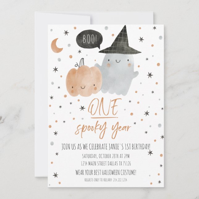 Invitación Un año espeluznante cumpleaños (Anverso)