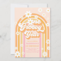 Un año groovy Boho Daisy Arcoiris primer cumpleaño