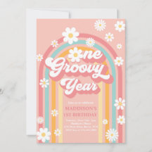 Un año groovy Boho Daisy Arcoiris primer cumpleaño