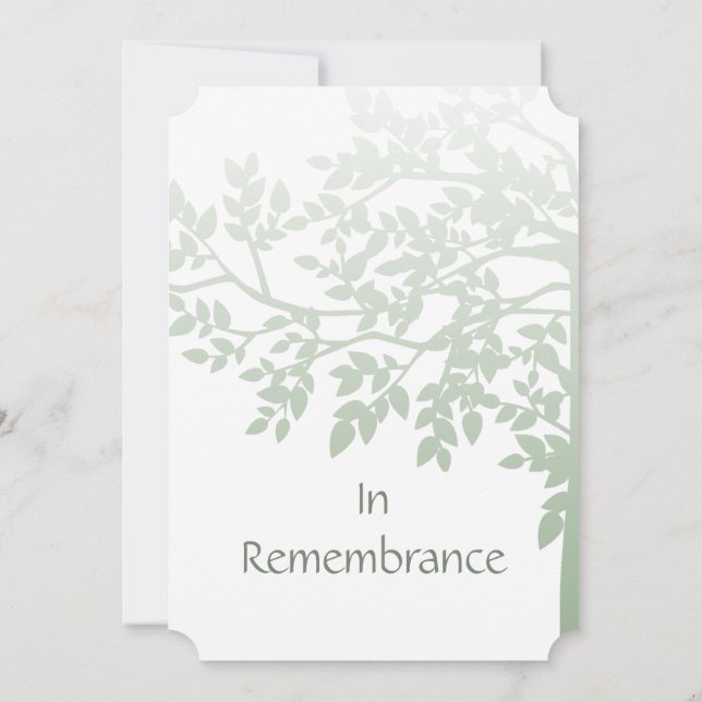 Invitación Un árbol blanco verde deja a un Personalizado invi (Reverso)