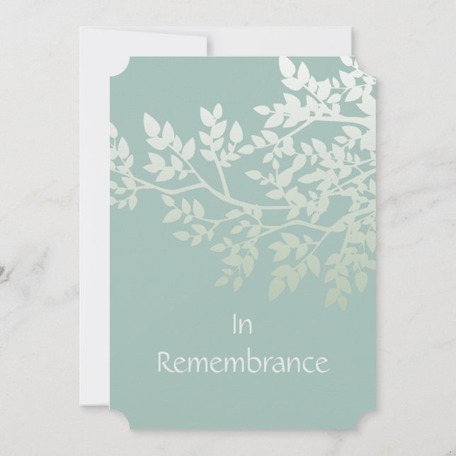 Invitación Un árbol blanco verde deja a un Personalizado invi (Reverso)