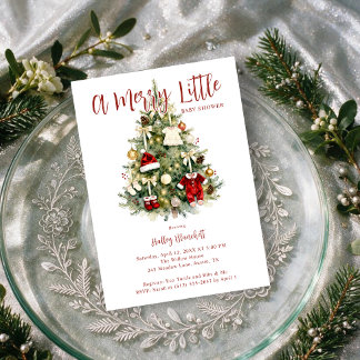 Invitación Un árbol de Navidad Baby Shower Alegre LPM26