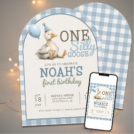 Invitación Un Arco de Cumpleaños Azul Personalizado y Silly G