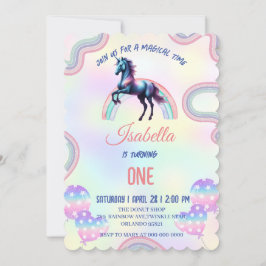 Invitación Un arcoiris mágico, unicornio, feliz Fiesta de cum