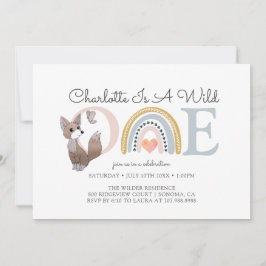 Invitación Un arcoiris salvaje, primer cumpleaños del Chica A