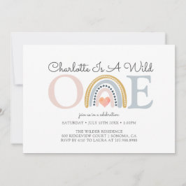 Invitación Un arcoiris salvaje, primer cumpleaños del Chica A