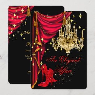 Invitación Un asunto elegante Candil de cumpleaños rojo dorad
