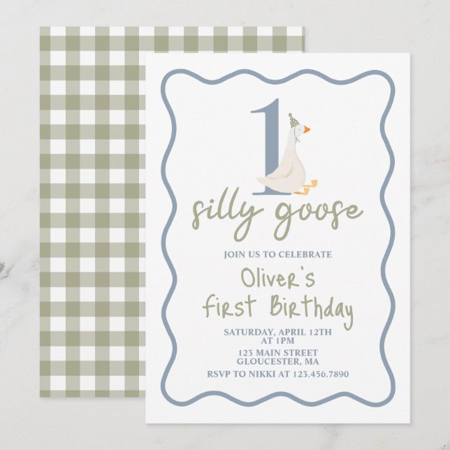 Invitación Un azul y verde de la gallina azul y verde (Anverso / Reverso)