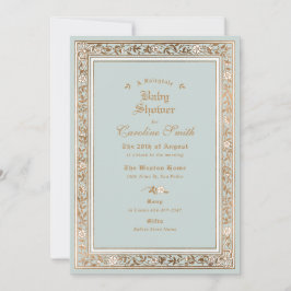 Invitación Un Baby Shower azul pálido de cuento de hadas