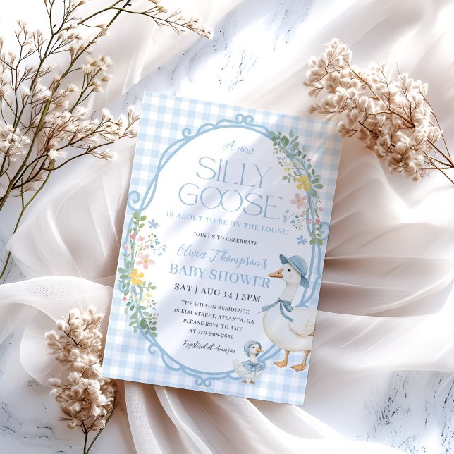 Invitación Un Baby Shower Blue Gingham de mala suerte (Subido por el creador)
