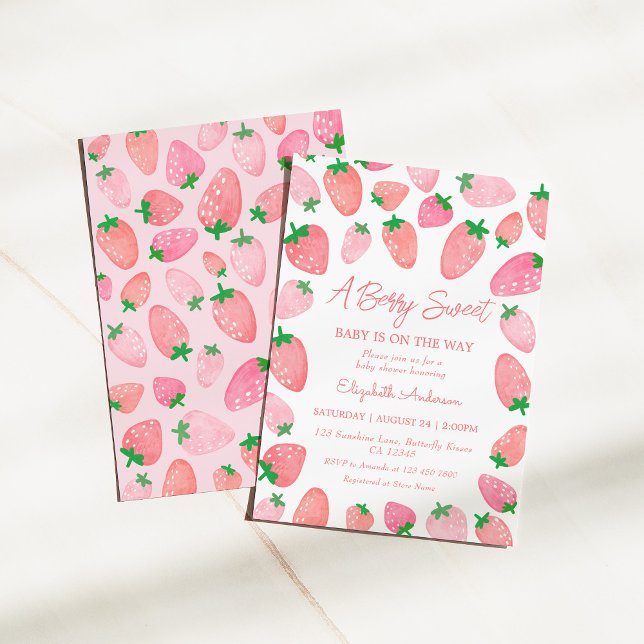 Invitación Un Baby Shower de fresa dulce de Berry (Subido por el creador)