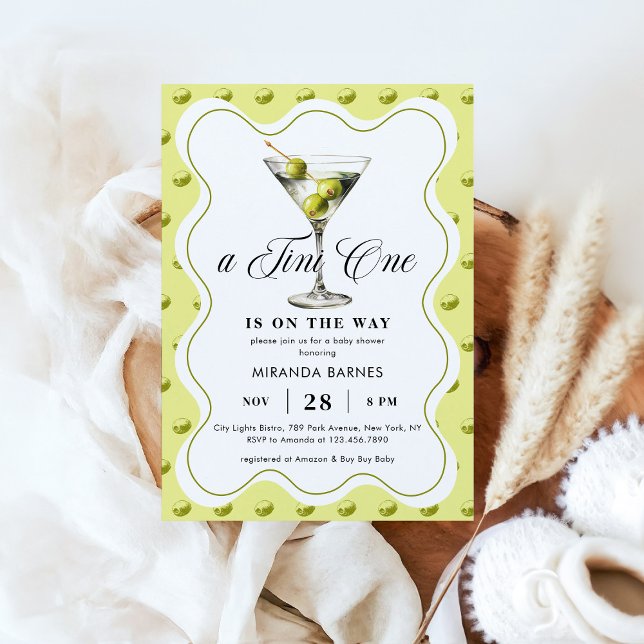 Invitación Un Baby Shower de Moda Martini Tini One Olive (Subido por el creador)