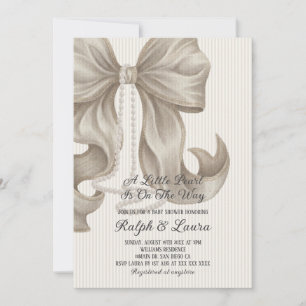 Invitación Un baby shower de niña perla pequeña
