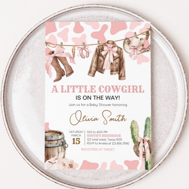 Invitación Un Baby Shower de niñita (A Little Cowgirl Rodeo Baby Shower Invitation)