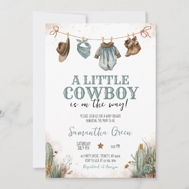 Invitación Un Baby Shower de un niñito (Anverso)