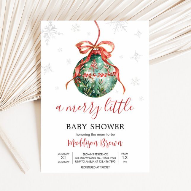 Invitación Un Baby Shower de unos Navidades muy amables (Merry Little Christmas Ornaments Baby Shower Invitation
)