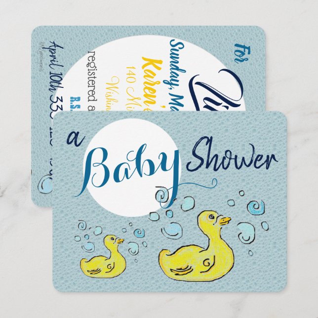 Invitación Un Baby Shower Ducks (Anverso / Reverso)