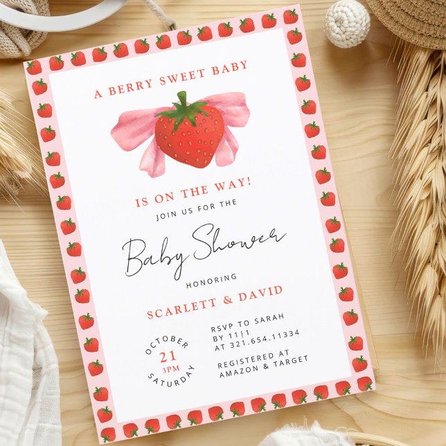 Invitación Un Baby Shower elegante de Chica dulce de Berry (Subido por el creador)