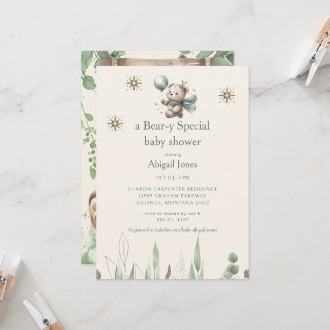 Invitación Un Baby Shower especial para crema de oso (Anverso/Reverso In Situ)