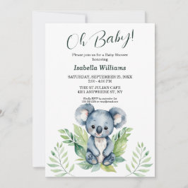 Invitación Un Baby Shower neutral de género de Koala salvaje